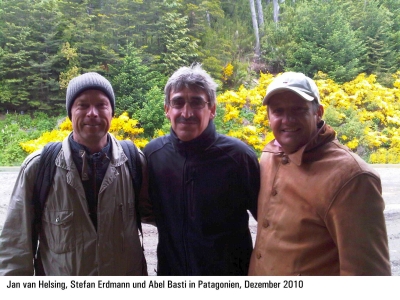 Jan van Helsing, Stefan Erdmann und Abel Basti in Patagonien, Dezember 2010